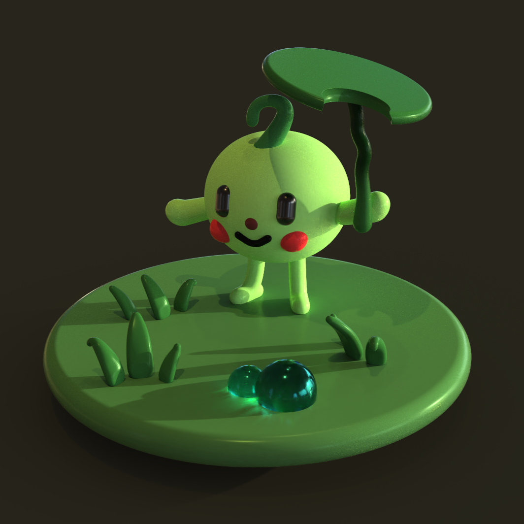 cute green 3d character